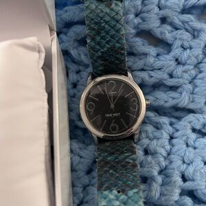 Nine West Blue Patterned Strap Watch